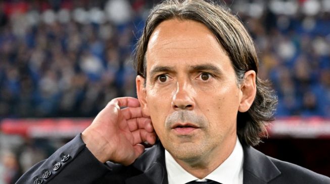 Pelatih Inter Milan Simone Inzaghi membawa timnya menjuarai Coppa Italia 2023, Kamis (25/5/2023). [Alberto Pizzoli/AFP]